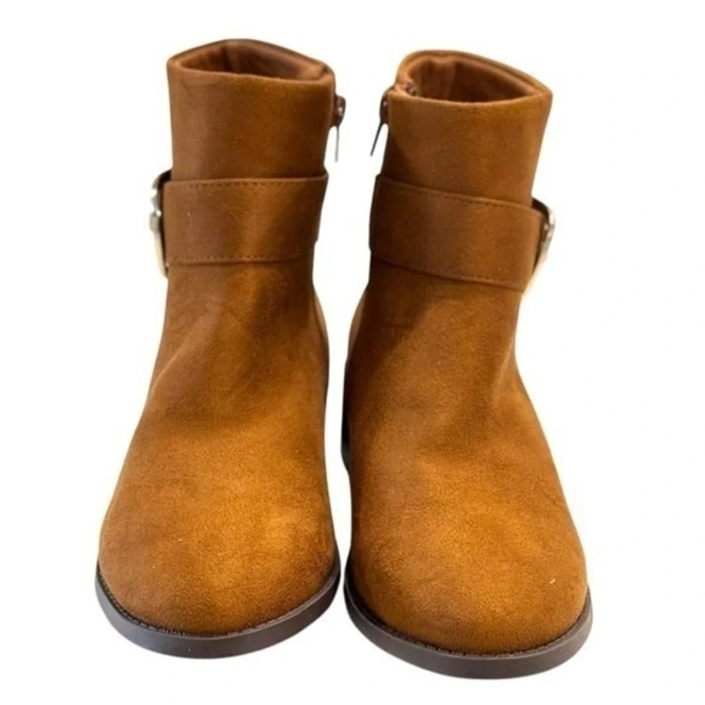 Steve Madden Kids Brown Cognac Faux Suede Buckle Ankle Boots Size 4